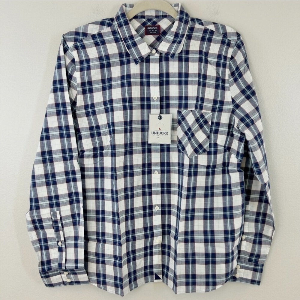 Untuckit Sorbo Shirt Women’s Sz 14 Windowpane Plaid Long Sleeve Button Up Casual